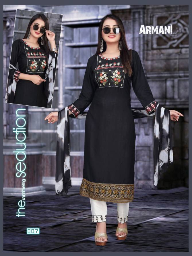Aagya Armani Pant 1 Rayon Designer Fancy Wear Kurti Pant With Dupatta Collection